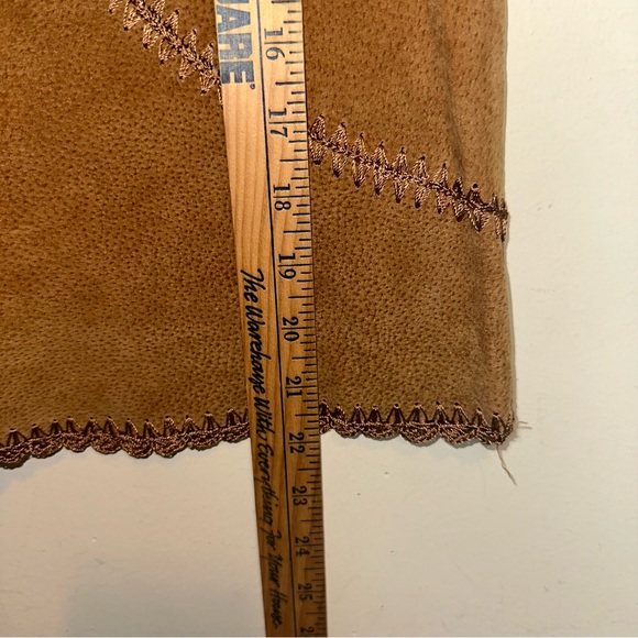 Vintage Neutral Zone Womens XL Brown Leather Mini Skirt Western Cowgirl Hippie - Picture 8 of 8